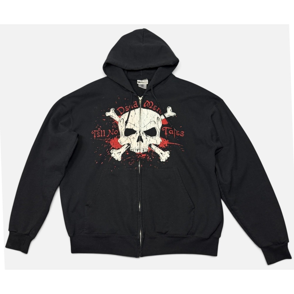 Disney Parks Hoodie Mens XL Black Pirates of the Caribbean Dead Men Tell No Tale